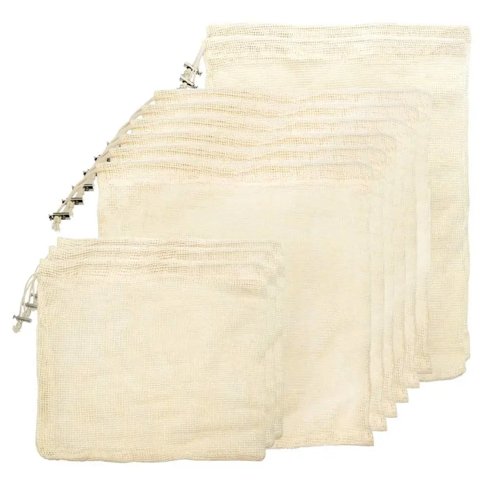 Reusable organic cotton mesh bag with Multi-function shopping bag