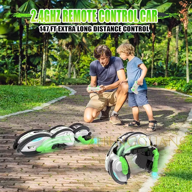 Zhengguang Toys 2.4G 6 Channel Remote Control Rolling Stunt Vehicle 360 Roll Rotation Deformation Rc Car Toy With Light