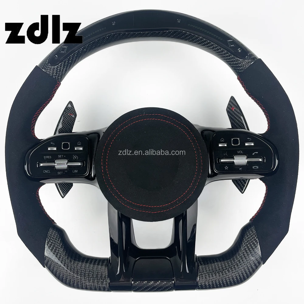 C217 W221 W222 S63 C63 GLA45 C43 SLC 43 R172 Fit For Mercedes Benz AMG W205 CLA GLA 45 Class LED Carbon Fiber Steering Wheel