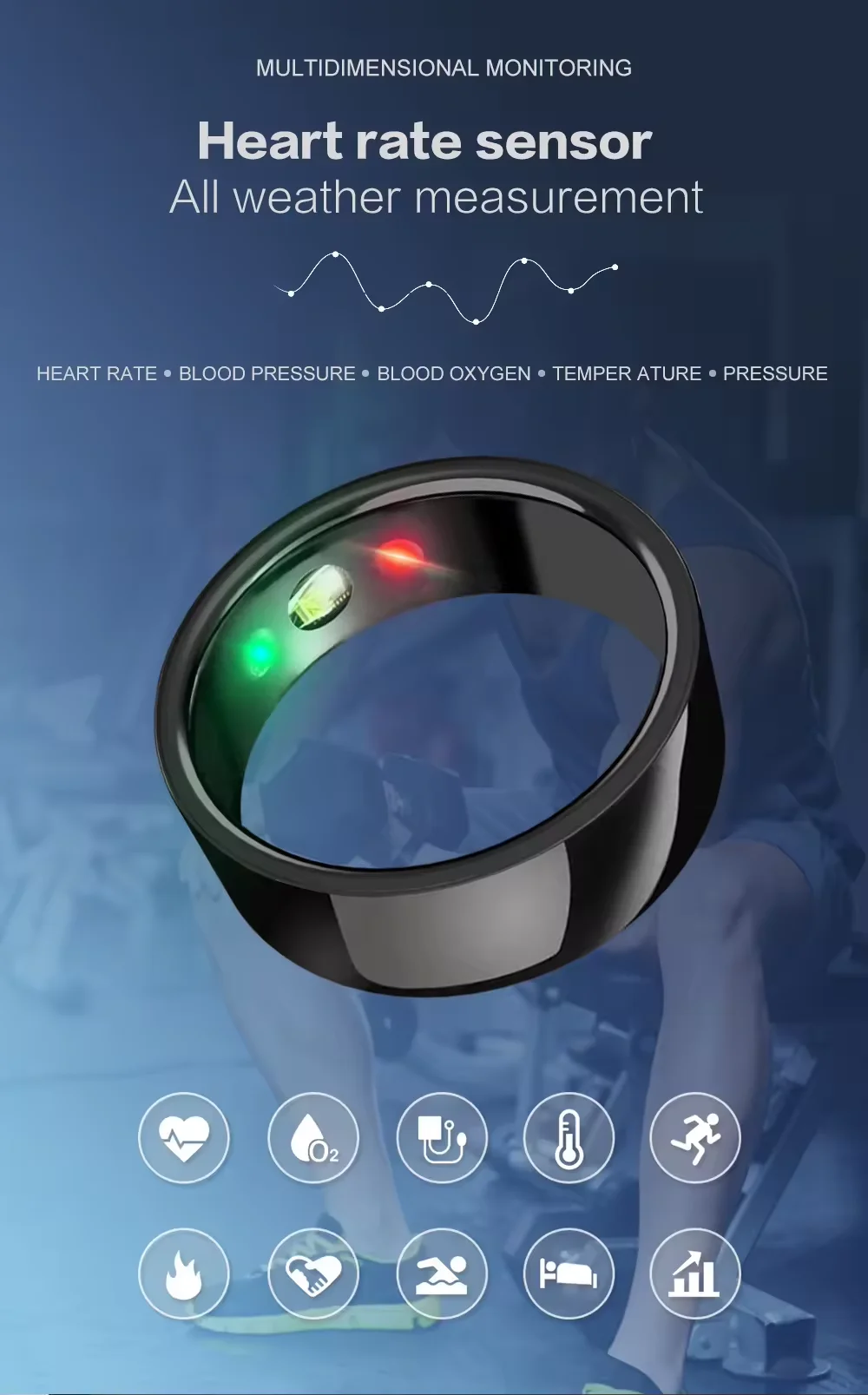 high quality fashion couple rings for men women SR200 IP67 Sports mode ECG Health monitoring heart rate blood oxygen Smart ring