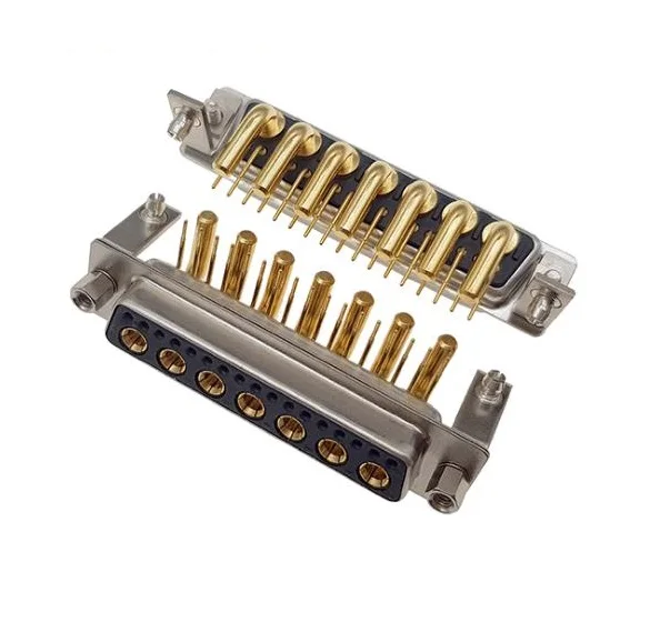 Lycn High Power Gold Plated Pin Combo D-SUB Connector PCB Right Angle DIP Type with Machine Pin 24W7 Female Male D SUB connector