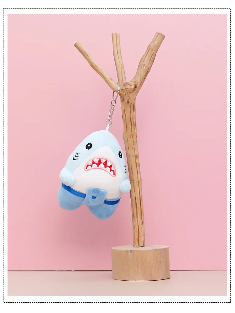 Sea animal ferocious Great white shark doll cute plush toy shark doll key chain pendant