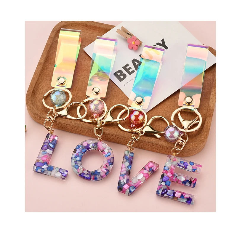 Кожаный брелок для ключей из натурального красочного камня роскошный индивидуальный алфавит с буквами из смолы инициальные 26 букв для женщин брелок для ключей 1010