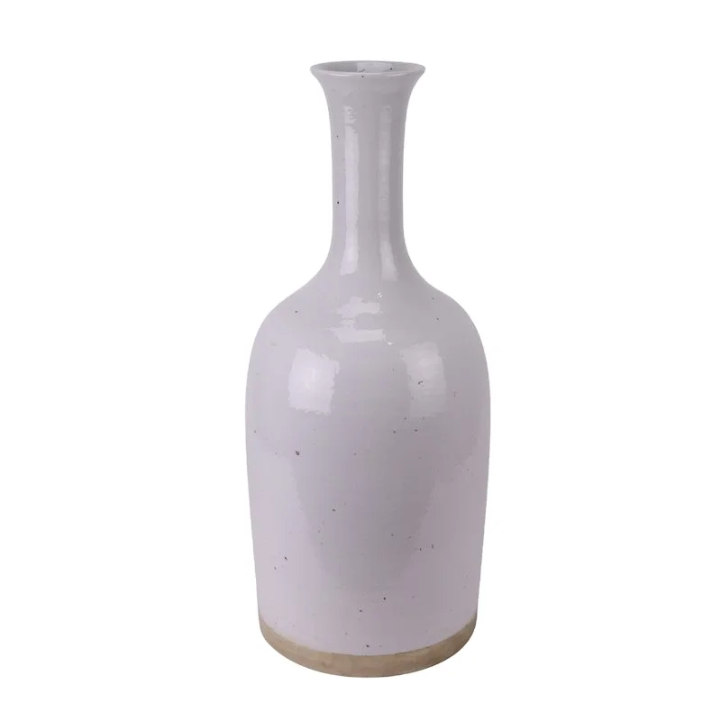 RZPI91 Jingdezhen Solid White Porcelain Vase Handmade Long Neck Ceramic Flower Vase