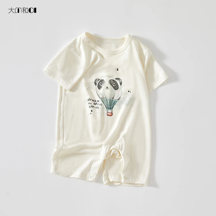 Baby jumpsuit summer thin short sleeved baby jumpsuit cute crawling suit newborn baby pullover boneless clothes