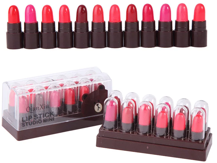 12 pcs Waterproof Cosmetics Professional Long Lasting Mini Lipstick set Cosmetics Lipstick Vendor Set Makeup Lipstick Sample Set