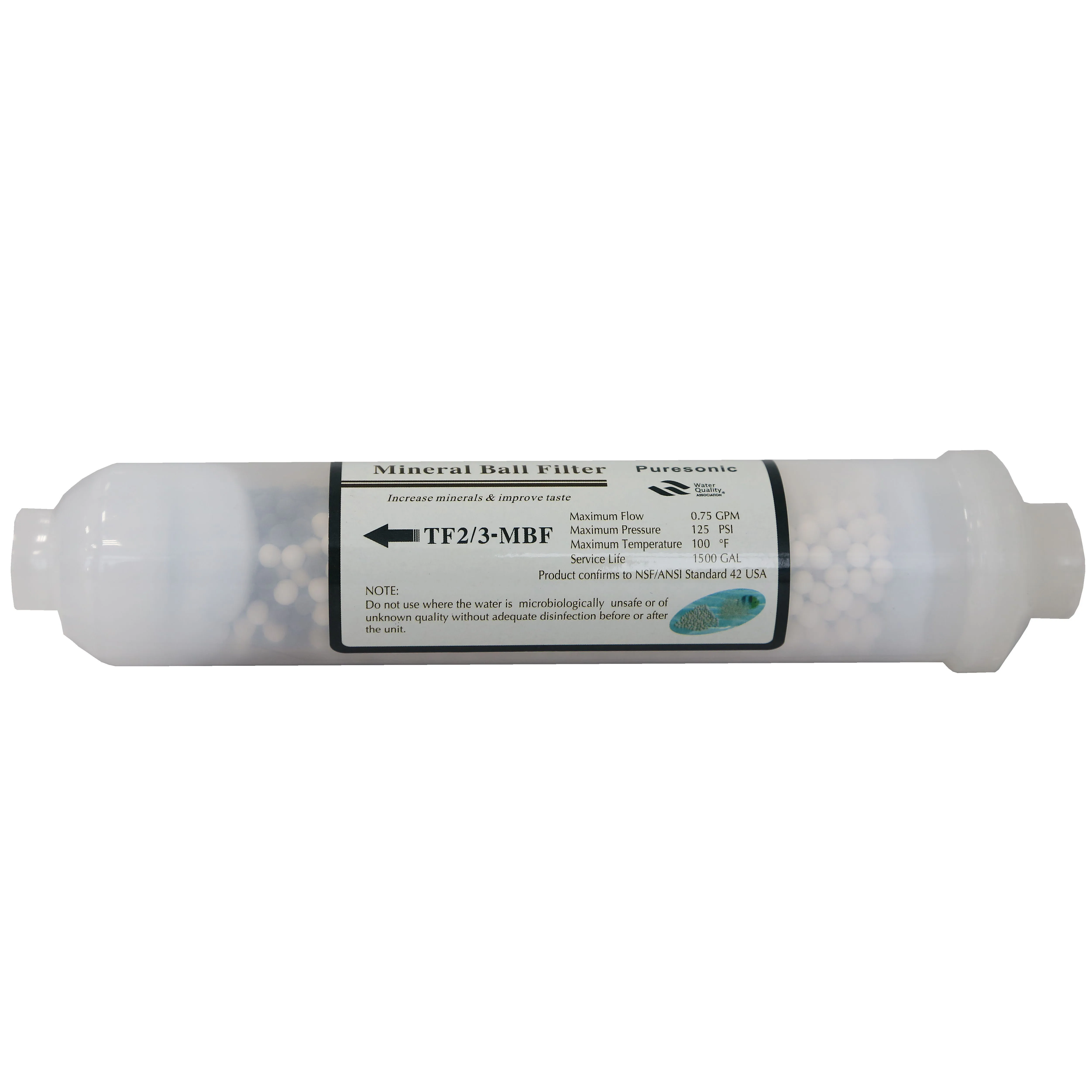 Clear alkaline water mineral cartridges are used in household water purifiers or reverse osmosis filtration systems