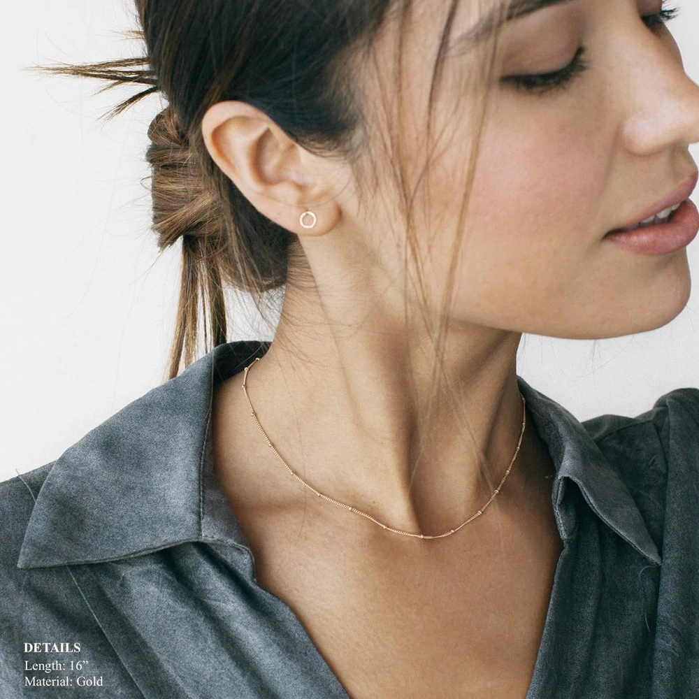 Изящное 14k позолоченное ожерелье-чокер из бисера ожерелье из спутниковой цепи ожерелье для ношения слоями свадебное ожерелье