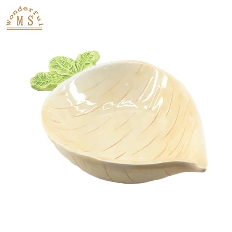 New 3D OEM Real Relief radish dish Shape food Holders 3d Style tray vegetable Kitchenware Ceramic porcelain salad carrot plate