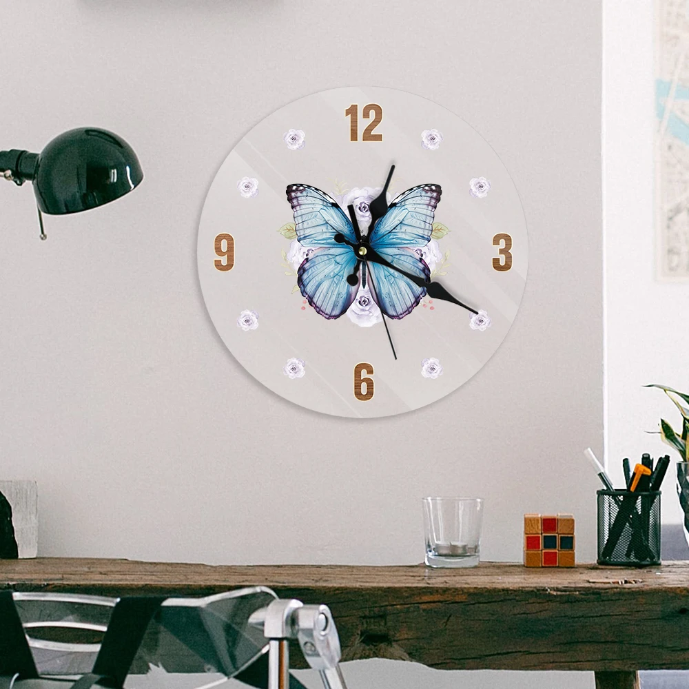 Butterfly Themed Acrylic Clock for Elegant Wall Decor Witch Inspired Bee Design Mystical Witch for Nature Lovers