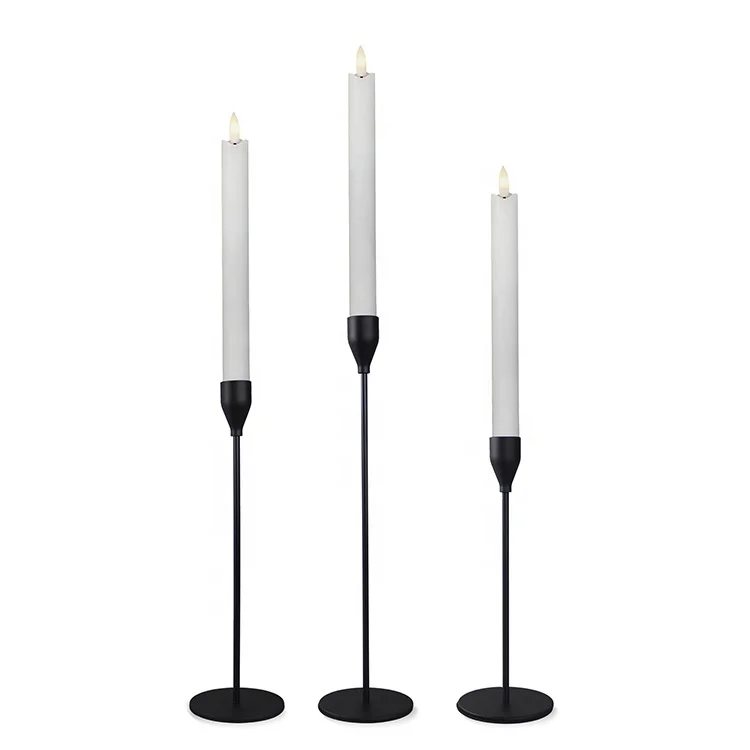 Wedding Decorative Matte Set Of 3 Tall Luxury Candlesticks Holder Metal Black Taper Candle Holder For Indoor Outdoor