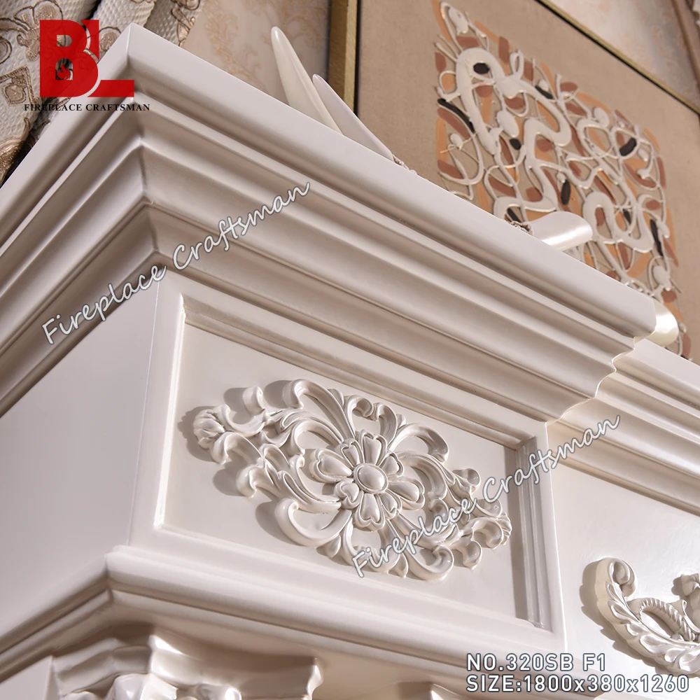 Vintage Antique White Wooden Mantelpiece Pearl Electric Fireplace Mantels Surround With Mantel Electric