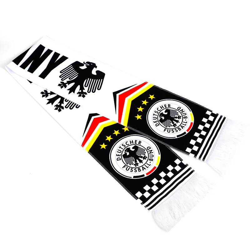 2022 г., шарф из акрила высокого качества для Кубка мира в Катаре, трикотажный шарф для футбольного клуба, швейцарский шарф по индивидуальному заказу, 100%
