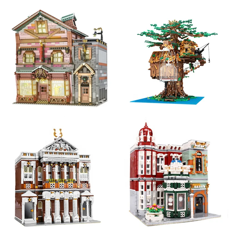 16039 16033 16032 16005 MOULD KING building Blocks Tree House+Villa Power+battery lighting 150+MOC blocks toys(C-ABCDE)(PA01157)
