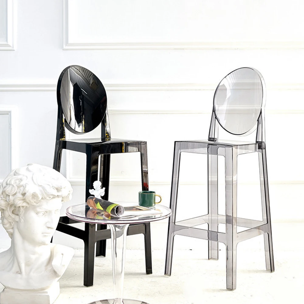 Luxury Dining Banquet Party Transparent Clear Acrylic Plastic High Stool Ghost Bar Chairs for Event