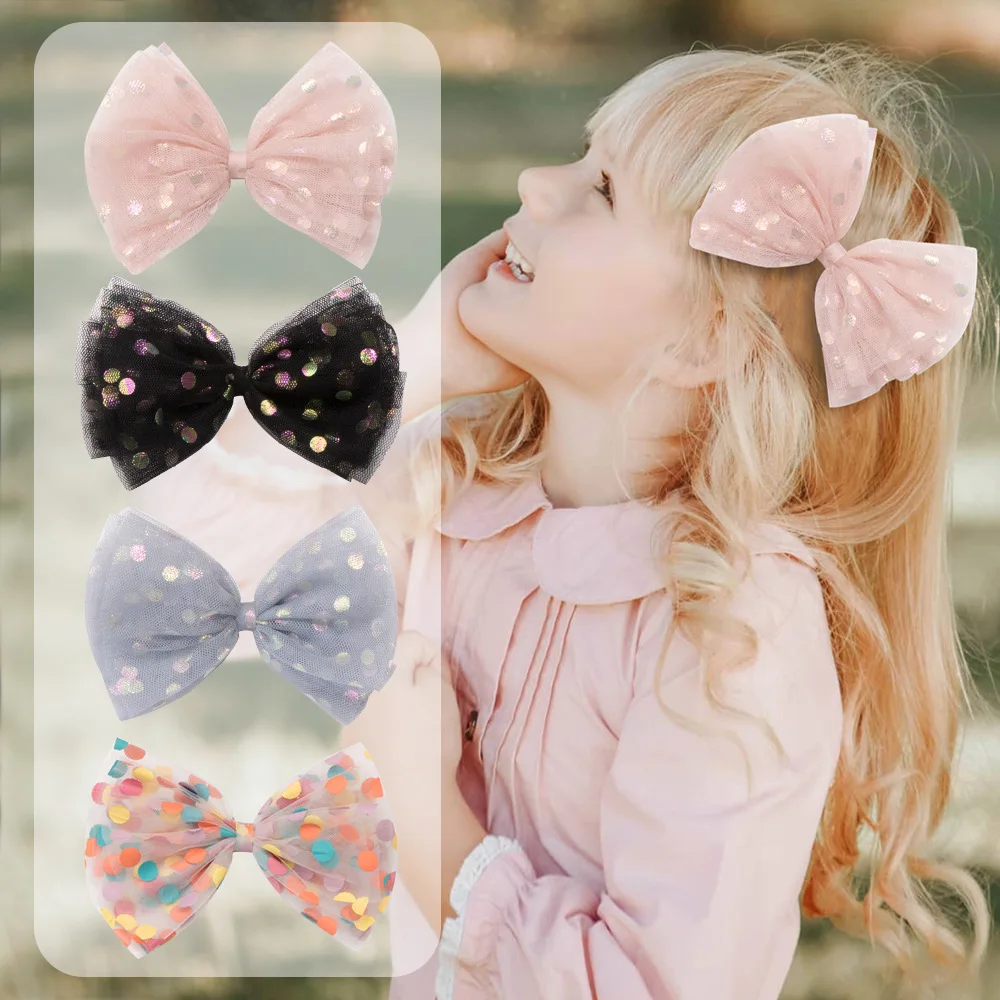
70125 Newest Design INS Hot Gauze Mesh Hair Bow Clip for Girls Net Hair Clip Cheap Hair Pin Wholesale Hairgrip 