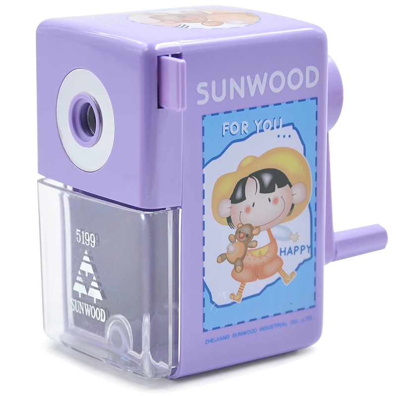 SUNWOOD Manual Pencil Sharpener Machine Plastic for Classroom Kids School Office and Teacher Supplies 5199 Purple