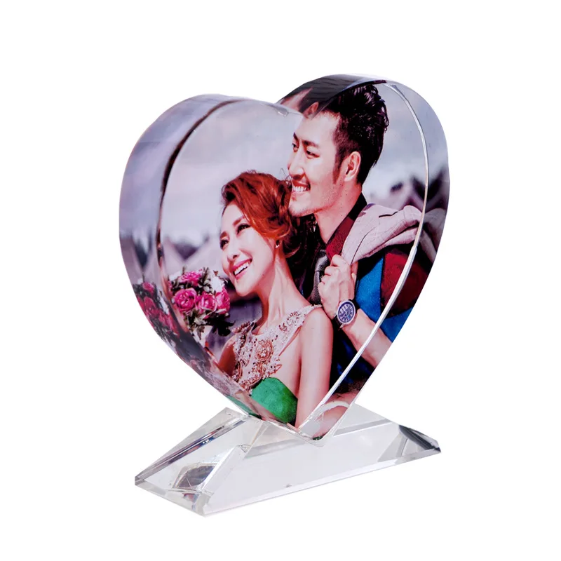 
Hot Selling Stylish High Quality Modern Heart Shape Photo Frame Blank Crystal Glass Photo Frame 