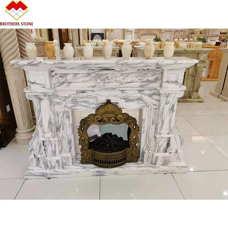 Onyx Stone Fireplace Surround Customized Modern Design Marble Mantel for Indoor Use Freestanding Type