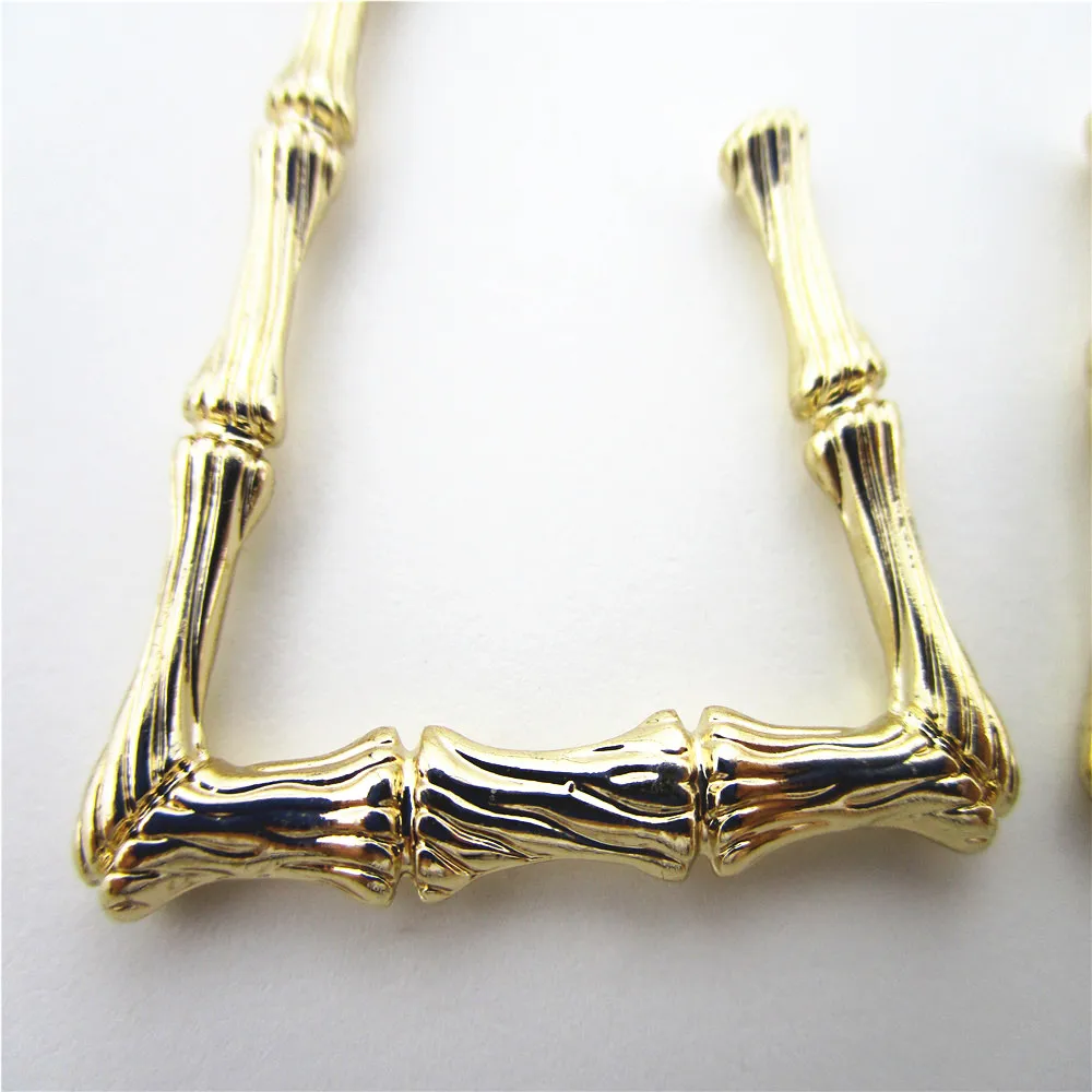 gold plated geometric hoop of bamboo earring