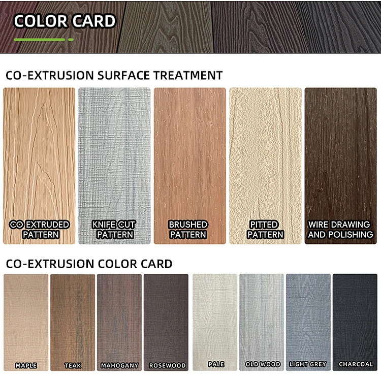 Modern Traditional Outdoor Waterproof WPC Composite Decking Embossed Wood Grain Co-Extruded Plastic Planks Teak Decking Board