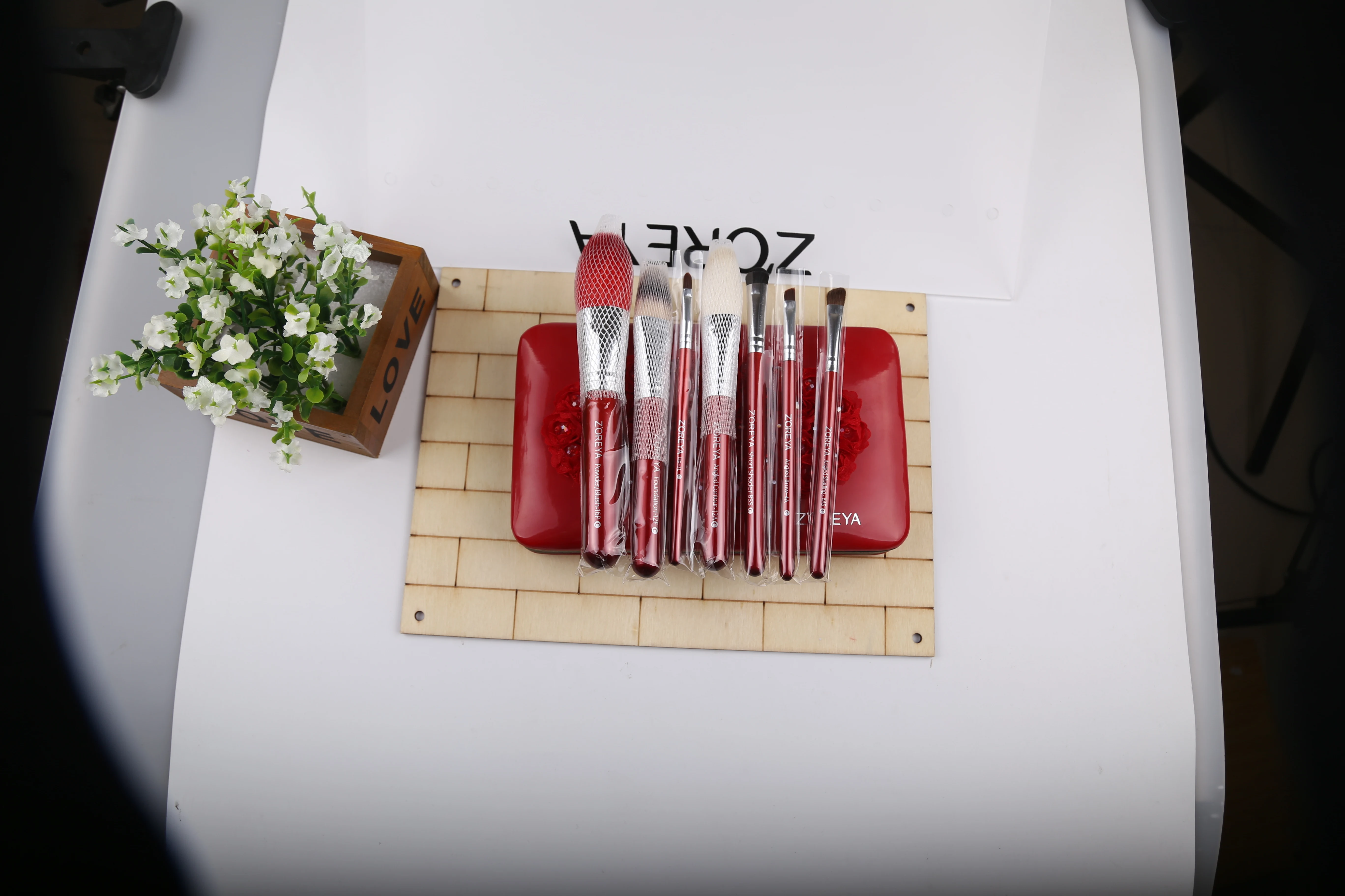 7pcs Brushes Handle Wool Hair Makeup Sets Unique Products Red 2019 Goat Hair Cosmetic Brushes Face Powder Brush 3600