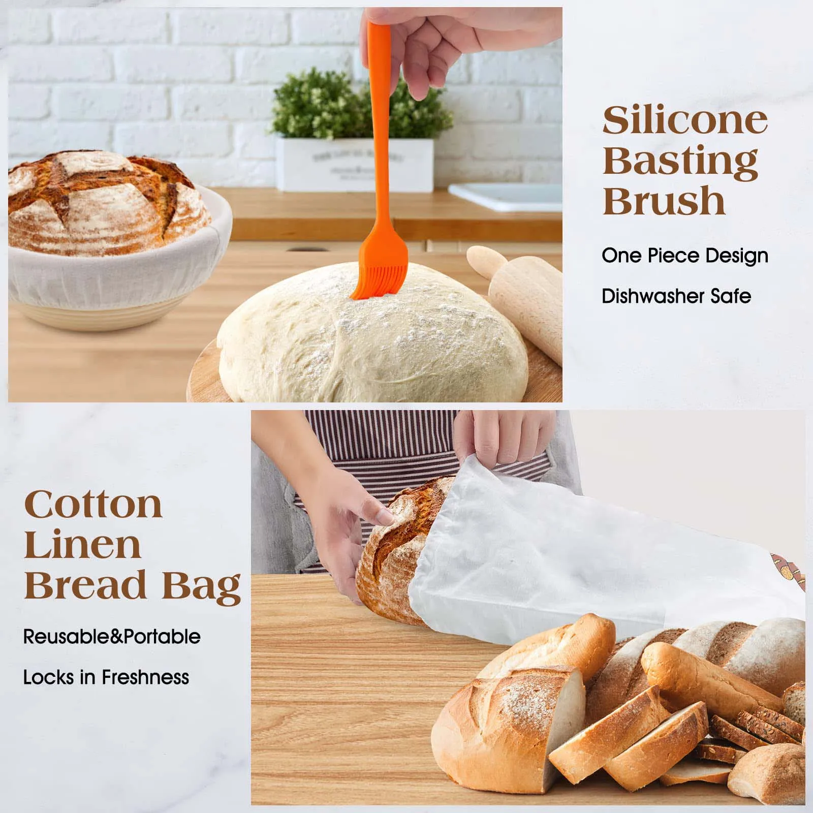 9 inch Bread Proofing Basket  Round & Oval Rattan Proofing Baskets for Sourdough Bread Baking with Bread