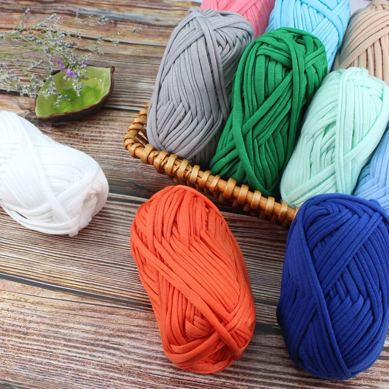New Arrival Crochet Hand Knitting T Shirt Yarns Roll Polyester Cloth Strap Spaghetti tshirt T-shirt Yarn for Bag Handbag Carpet
