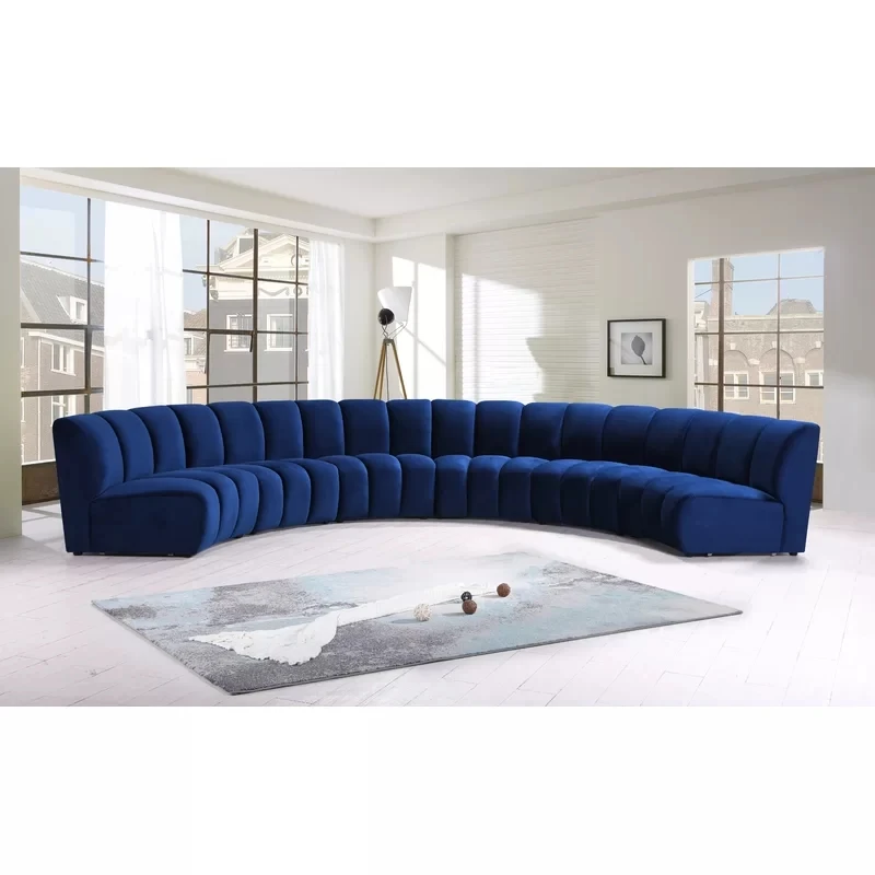 navy blue half round velvet Semi-circle sofa