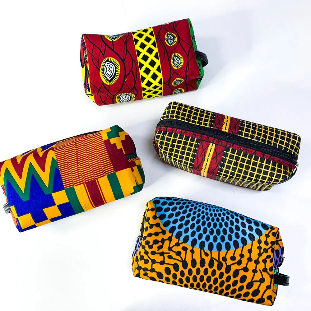 African Print Pure Cotton Make-up Bag Portable Cute Cosmetics Bags For Ladies Storage