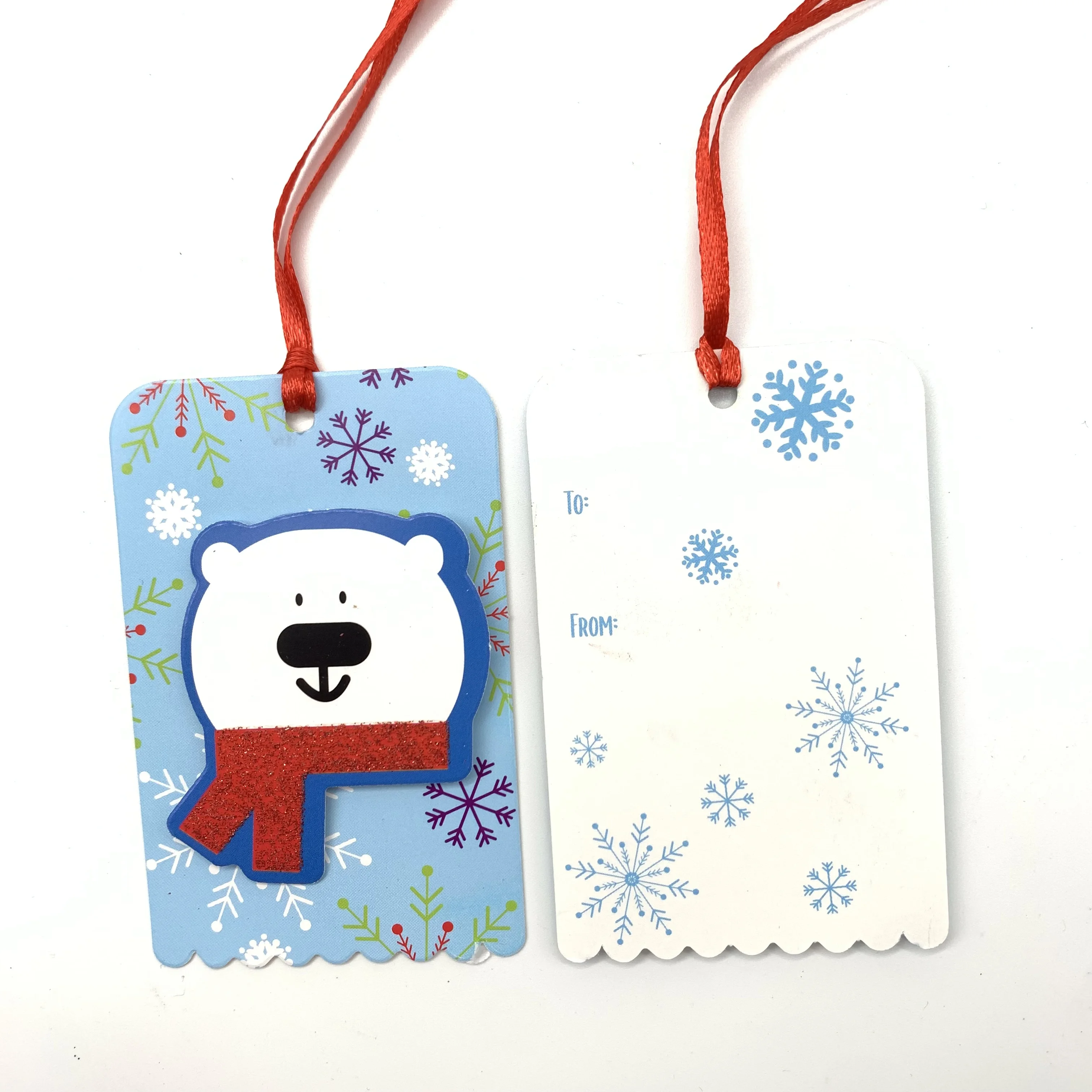 2022 new designs Snowman 3D Handmade Foil Glitter Christmas Gift Tags Hanging Tags