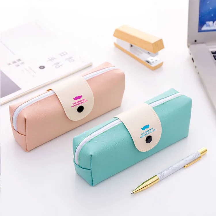 Boys and girls students pink blue portable beard large-capacity pencil bag pencil case travel cosmetic storage bag