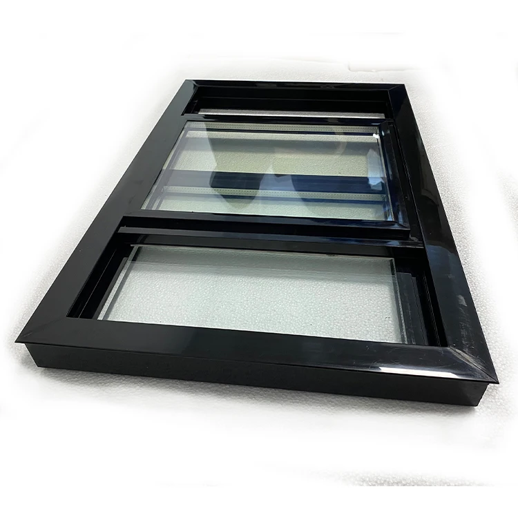 Top quality black frame glass door transparent curved glass door ice cream freezer sliding door