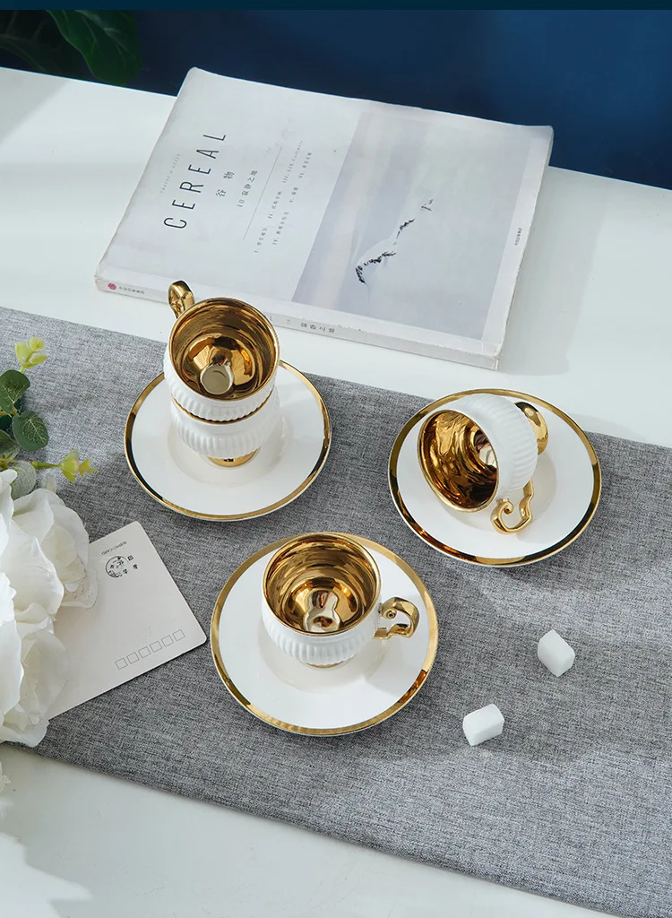 Cups Ceramic Gold Electroplating Personalized Cups Arabic PorcelainTurkish Coffee Cup and Saucer
