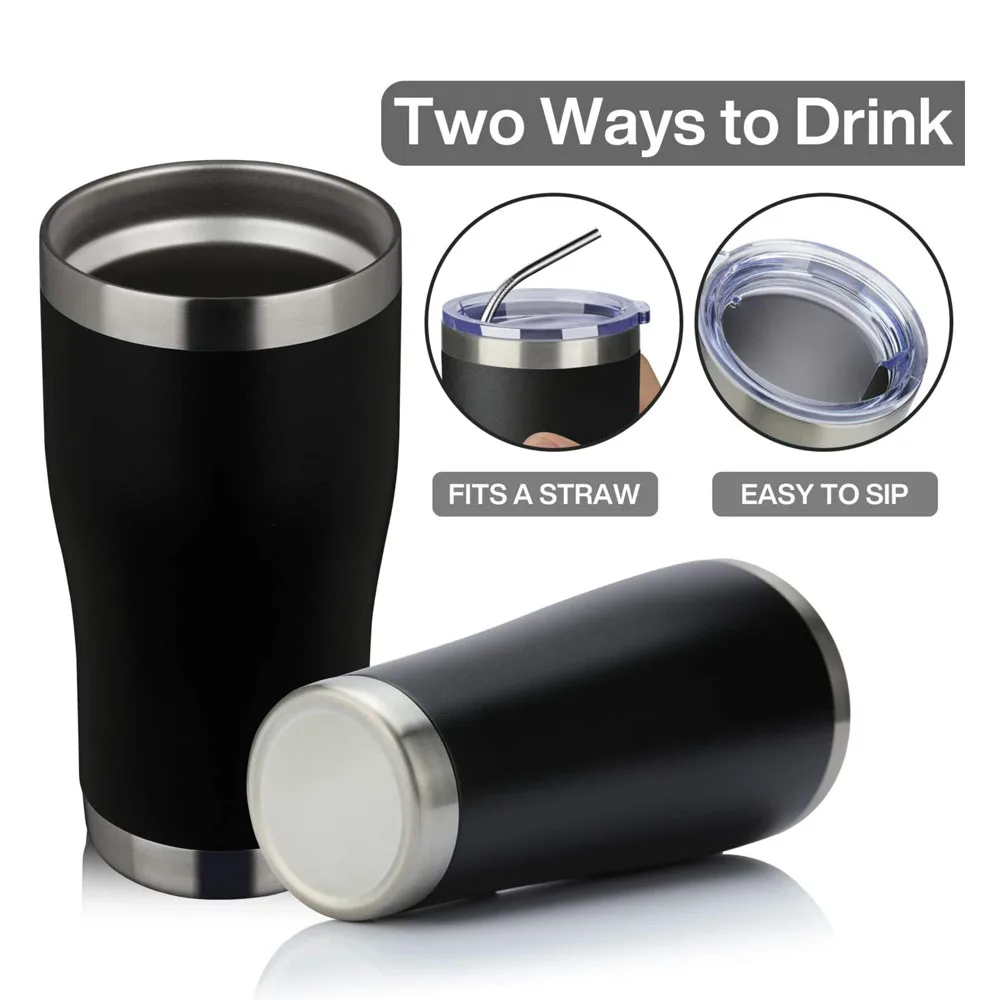 Custom Logo Thermal Double Wall Vacuum Coffee Mug Curved 20Oz Travel Car Mug Cup Tumbler For Car