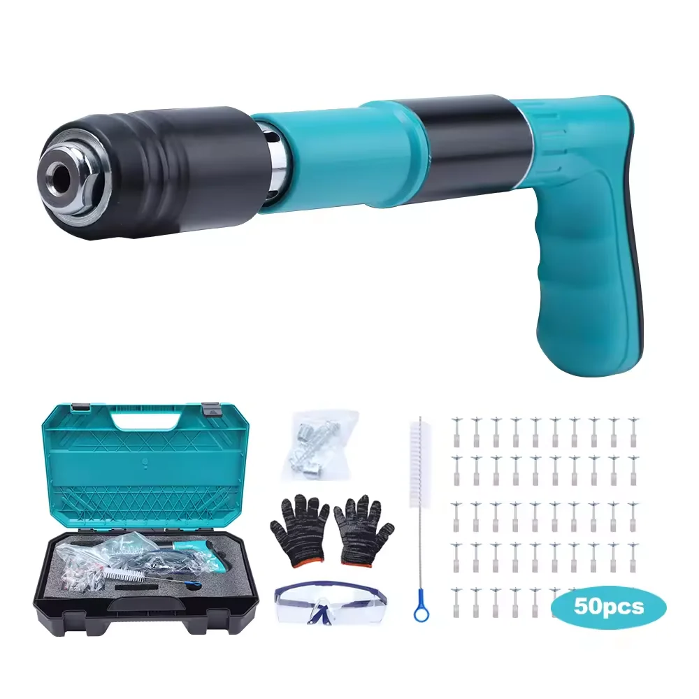 50Nails Mini Nail Gun Manual Nailing Gun Cordless Household Strong Concrete Ceiling Nails Shooting Gun For Steel Wood