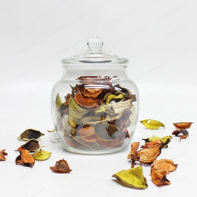 Container Food Storage Candy Jar Transparent Factory Direct Clear Glass Large Size Kitchen Free Glass Cup Modern Bright Seal Lid
