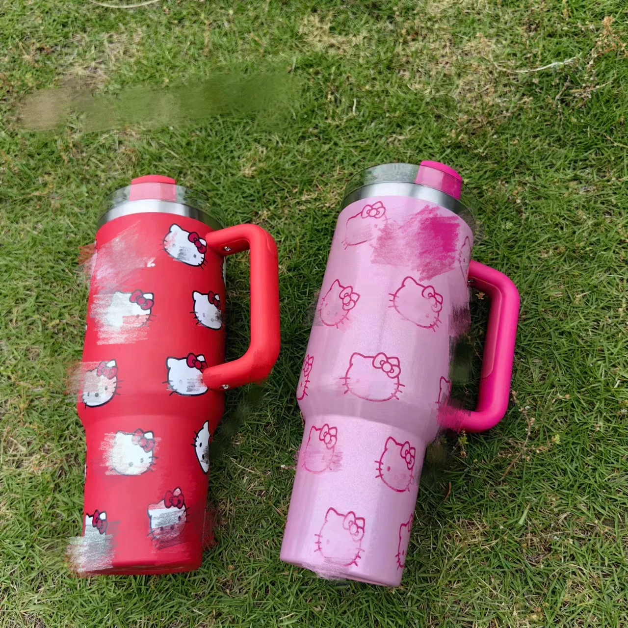 2024 Hot Selling New 40 Oz Car Ice Cup Fashionable Stainless Steel Engraved Glass Cup With Handle Spout Cover Customized Car Cup