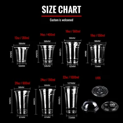 Logo Branded Print 12oz 16oz 24oz 32oz Sealable Coffee Juice Smoothie Clear PET Plastic Cup For Bubble Tea