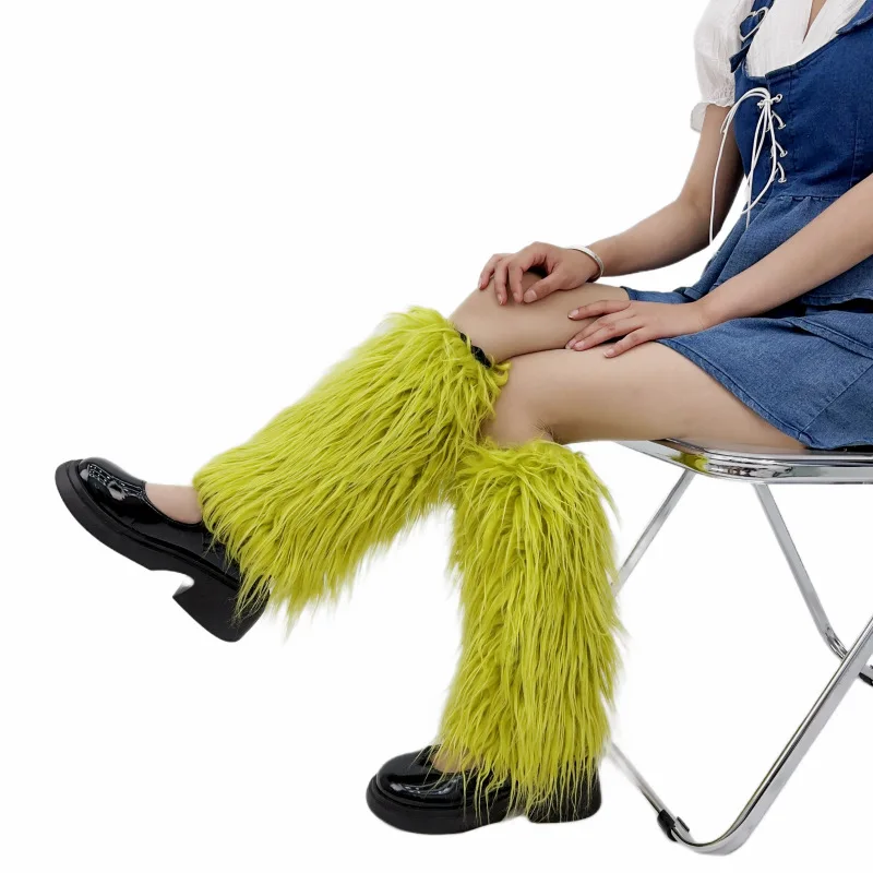 Winter Lady Faux Fur Leg Warmers Covers Furry Knee Sleeve Cute Knee-Length Hipster Warm women Socks