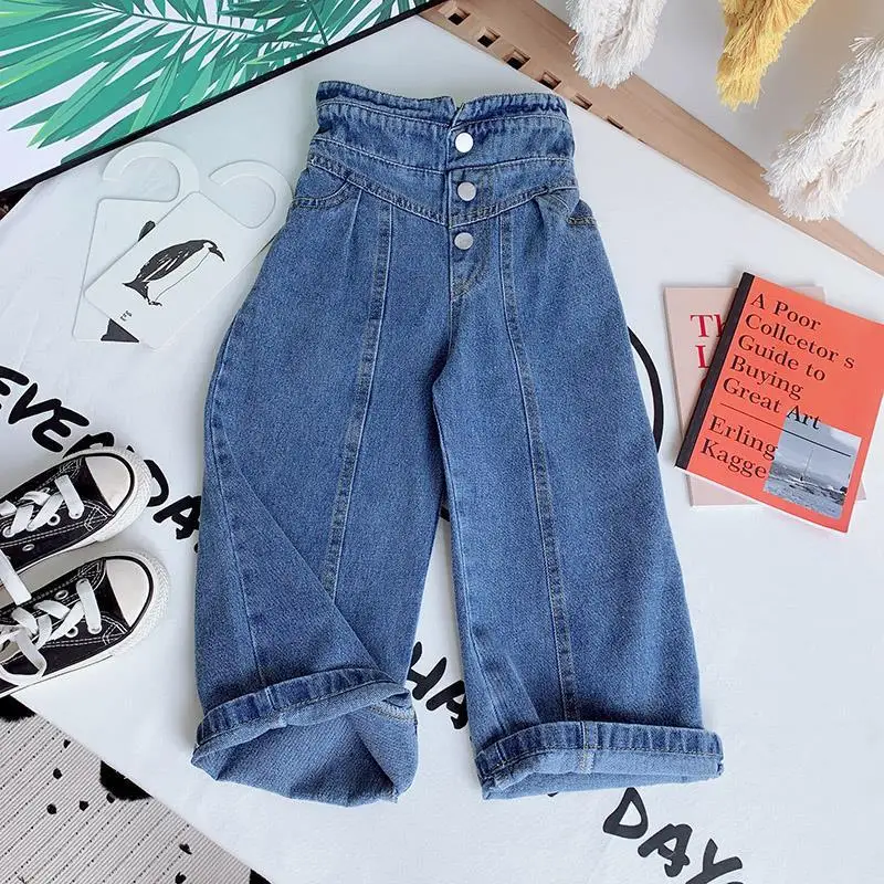 
Girl jeans spring autumn outfit new children wide leg pants export foreign trade Thailand and Vietnam girl pants 