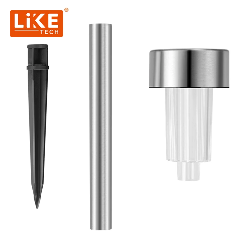 LikeTech Amazon hot selling Outdoor Pathway Lights Stainless Steel+ABS IP65 waterproof exterior garden lamp led solar lawn light
