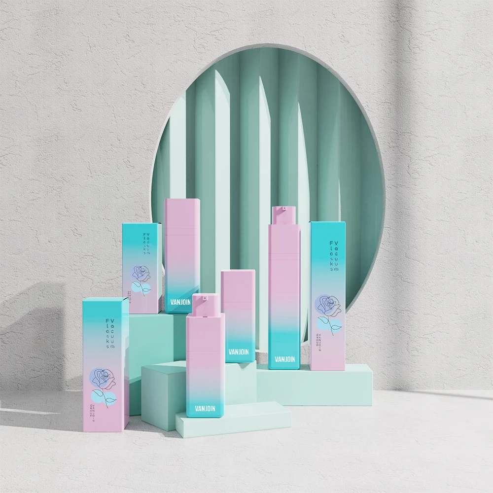 15ml 30ml 50ml Luxury Square Vacuum Lotion Bottle High Quality Hard Plastic PETG Acrylic Lotion Bottle