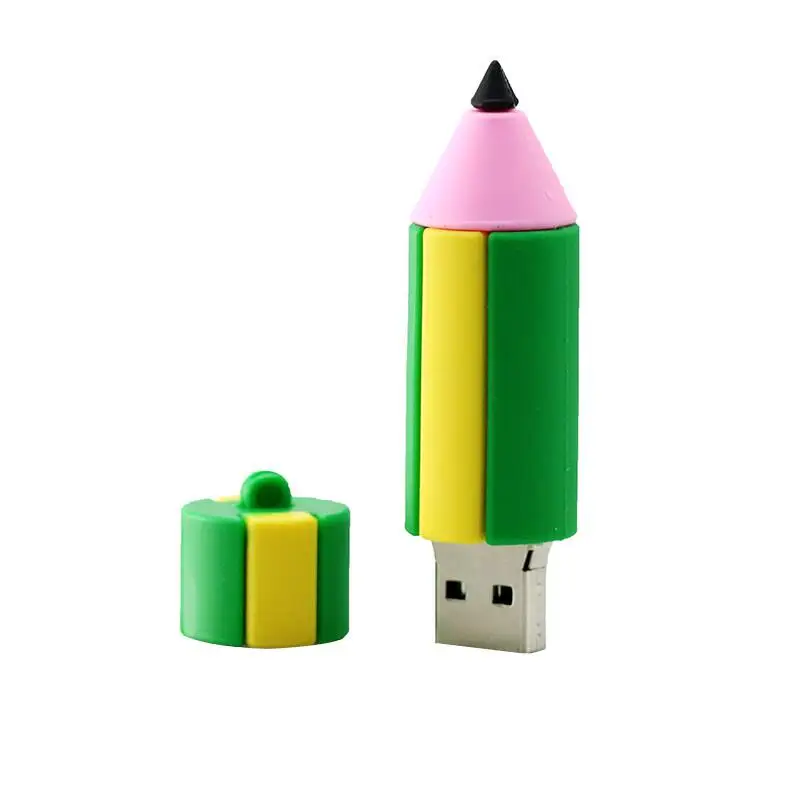 Eco PVC Pencil Flashdrive Customized Logo Wholesale  USB Flash Drive for School Children PVC Pencil USB Sticks