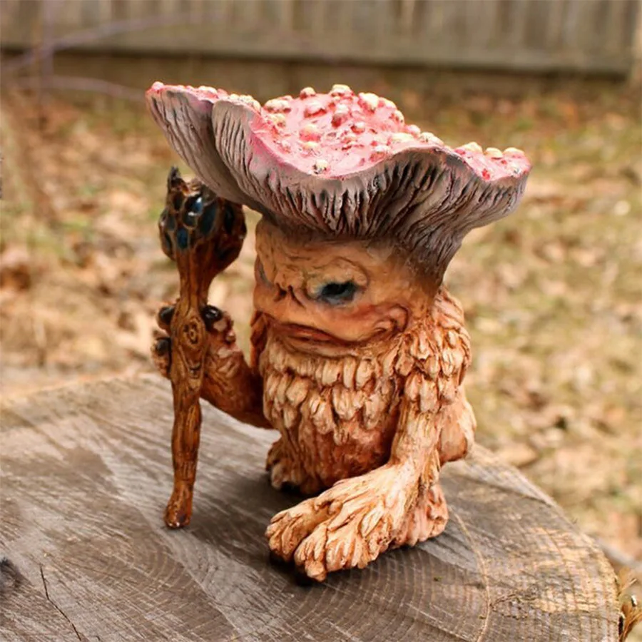Fairy Mushroom Monsteree Shaman Wizard Troll Resin Garden Ornament Yard Lawn Decoration Home