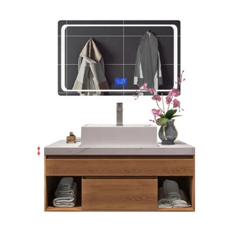 Modern Bath Waterproof Wooden Wall Mounted Bathroom Vanity / Sink Bathroom Cabinets