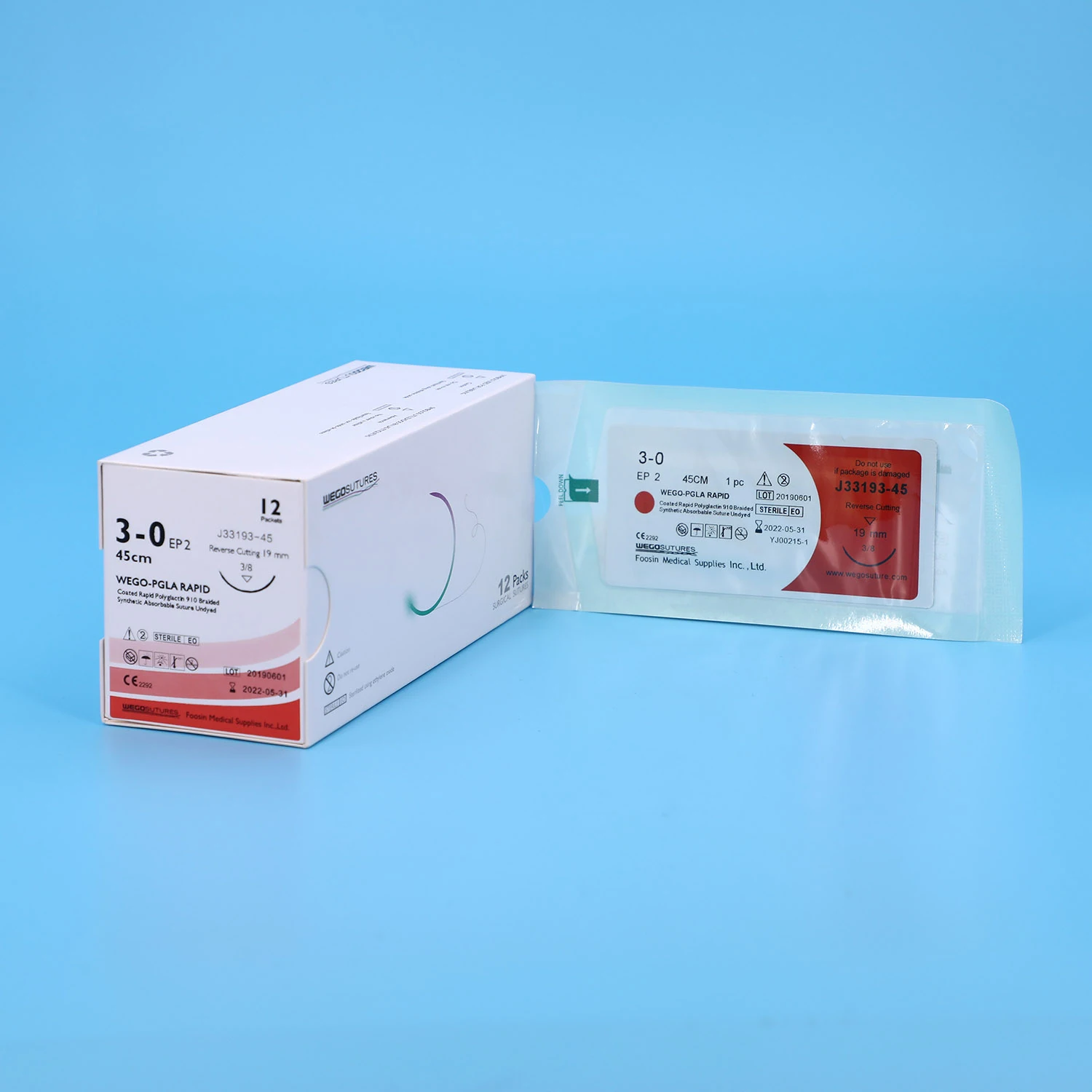 Wego CE/ISO Certification 100%polyglycolic acid Absorbable Surgical Medical Suture With Needle PGA PDO PGCL