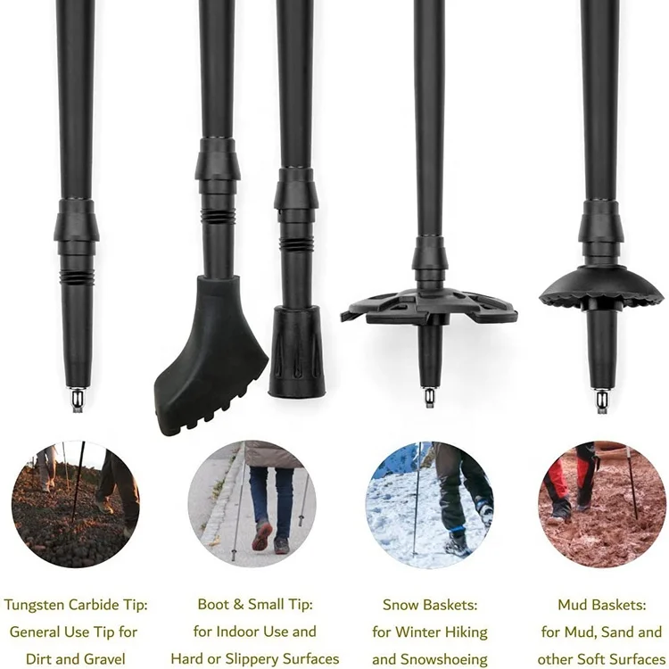 Hiking Sticks Trekking Pole Carbon Fiber Walking Sticks with Quick Adjustable Locks and Anti-slip Handle