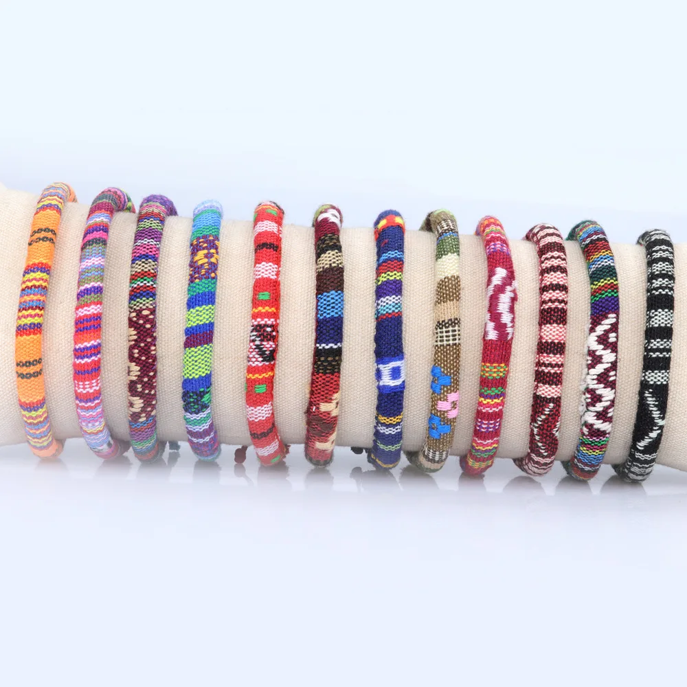 New Style Hand Made Custom Colored Irregular Flower Thread Woven Waxed Cotton Bracelet For Women Jewelry