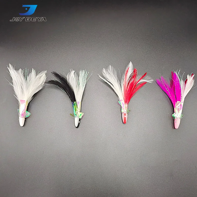 Trolling bait chocolate sea fishing octopus head with feather skirt beard Lure Fishing